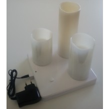 KIT 4 CANDELE RICARICABILI LEDS PILLAR 125x75mm BIANCO IN CERA X INTERNO