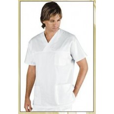 CASACCA BIANCA COLLO A V COTONE 100%